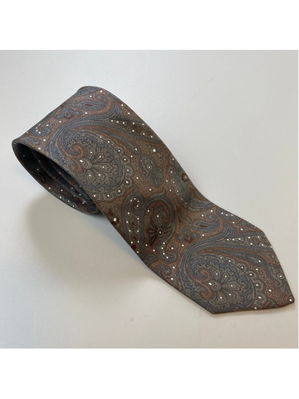 John Comfort O'Connors Silk Tie Paisley Brown Blue Purple England Made Old Money
